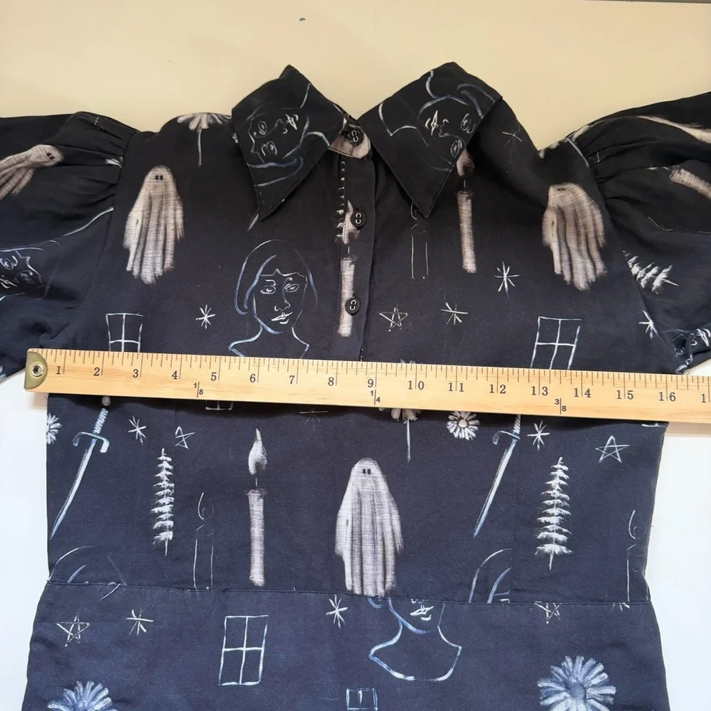 Samantha Pleet Haunted Top Blouse Size 00 Halloween Ghost Goth RARE - Picture 6 of 10